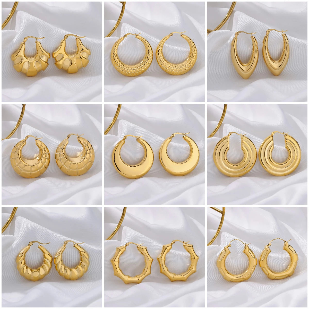 316L Stainless Steel Irregular C Shaped Earrings For Women Gold Color Exaggerated Earrings Christmas Jewelry Gift Wholesale